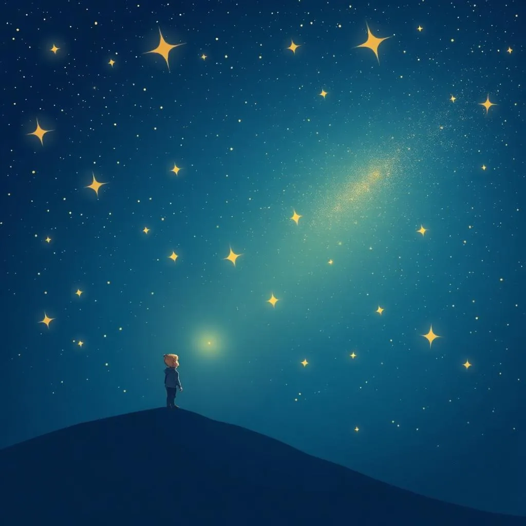一个迷路的孩子被星星照亮 - 黑料吃瓜网 404 安抚插画